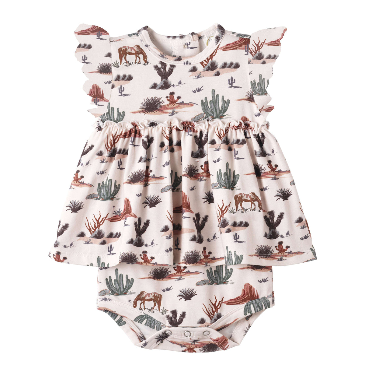 Baby Girl Skirted Bodysuit – Soft Bamboo Cactus Trails - Tesa Babe - Flyclothing LLC