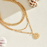 18K Gold-Plated Three Layered Pendant Necklace - Trendsi - Flyclothing LLC
