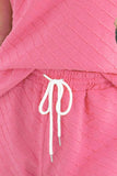 Round Neck Short Sleeve Top and Drawstring Shorts Set - Trendsi - Flyclothing LLC