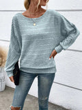 Full Size Round Neck Long Sleeve Top - Trendsi - Flyclothing LLC