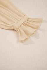 Round Neck Ruffle Sleeve Blouse - Trendsi - Flyclothing LLC