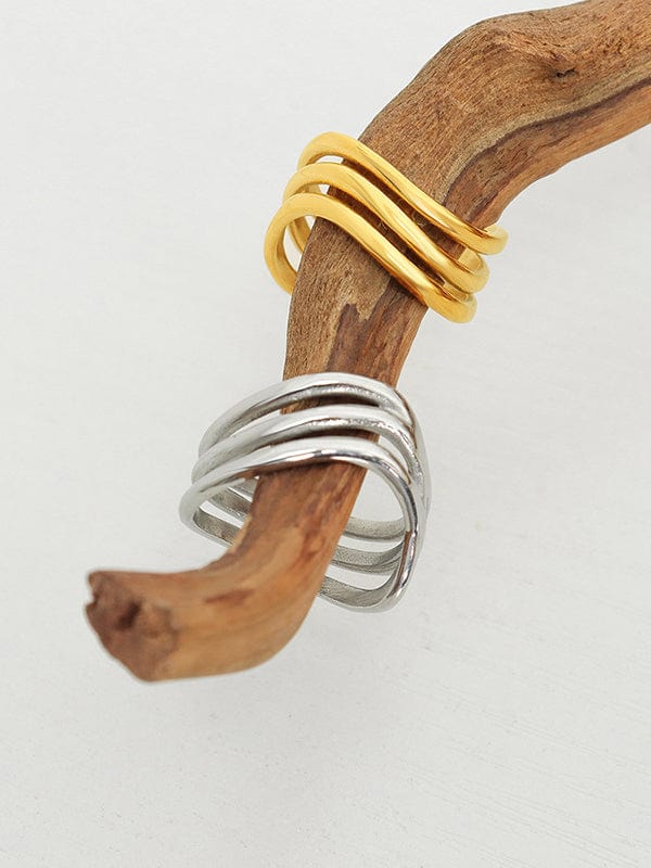 Titanium Steel Three-Layered Ring - Trendsi