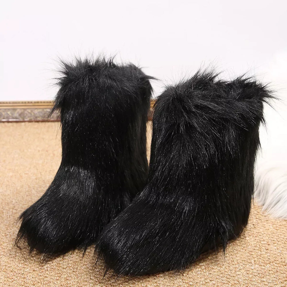 Faux Fur Winter Boots - Trendsi - Flyclothing LLC