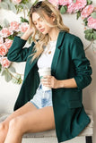 First Love Full Size Open Front Long Sleeve Blazer with Pockets - Trendsi