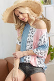 BiBi Leopard Stripe Printed French Terry Oversized Top - Trendsi