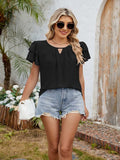 Cutout Round Neck Short Sleeve Blouse - Trendsi - Flyclothing LLC