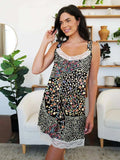 Lace Detail Printed Wide Strap Mini Dress - Trendsi - Flyclothing LLC