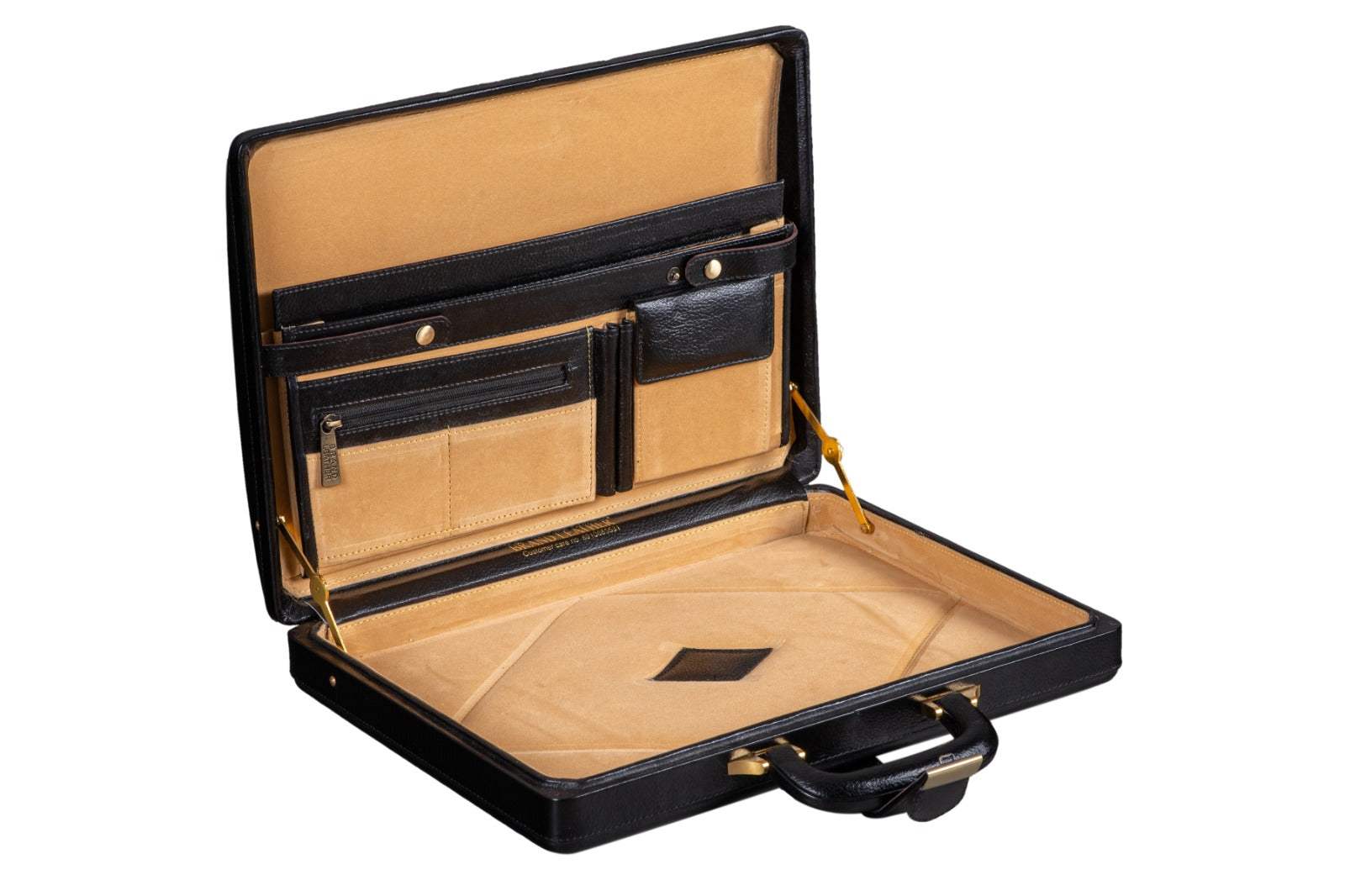 Leather Executive Men's Leather Attache Briefcase - Black - Classy Leather Bags - Flyclothing LLC