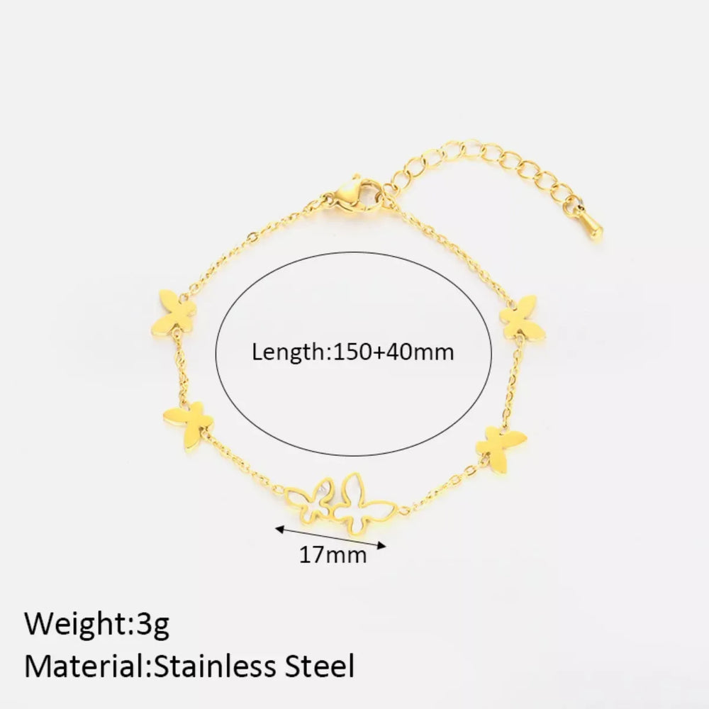 18K Gold-Plated Butterfly Charm Bracelet - Trendsi - Flyclothing LLC