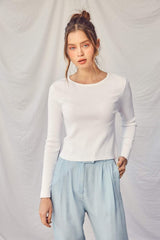 Idem Ditto Twisted Backless Long Sleeve Knit Top - Trendsi - Flyclothing LLC