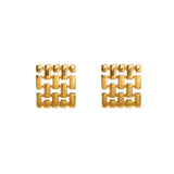 18K Gold-Plated Geometric Stud Earrings - Trendsi - Flyclothing LLC