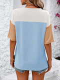 Color Block Round Neck Half Sleeve T-Shirt - Trendsi - Flyclothing LLC