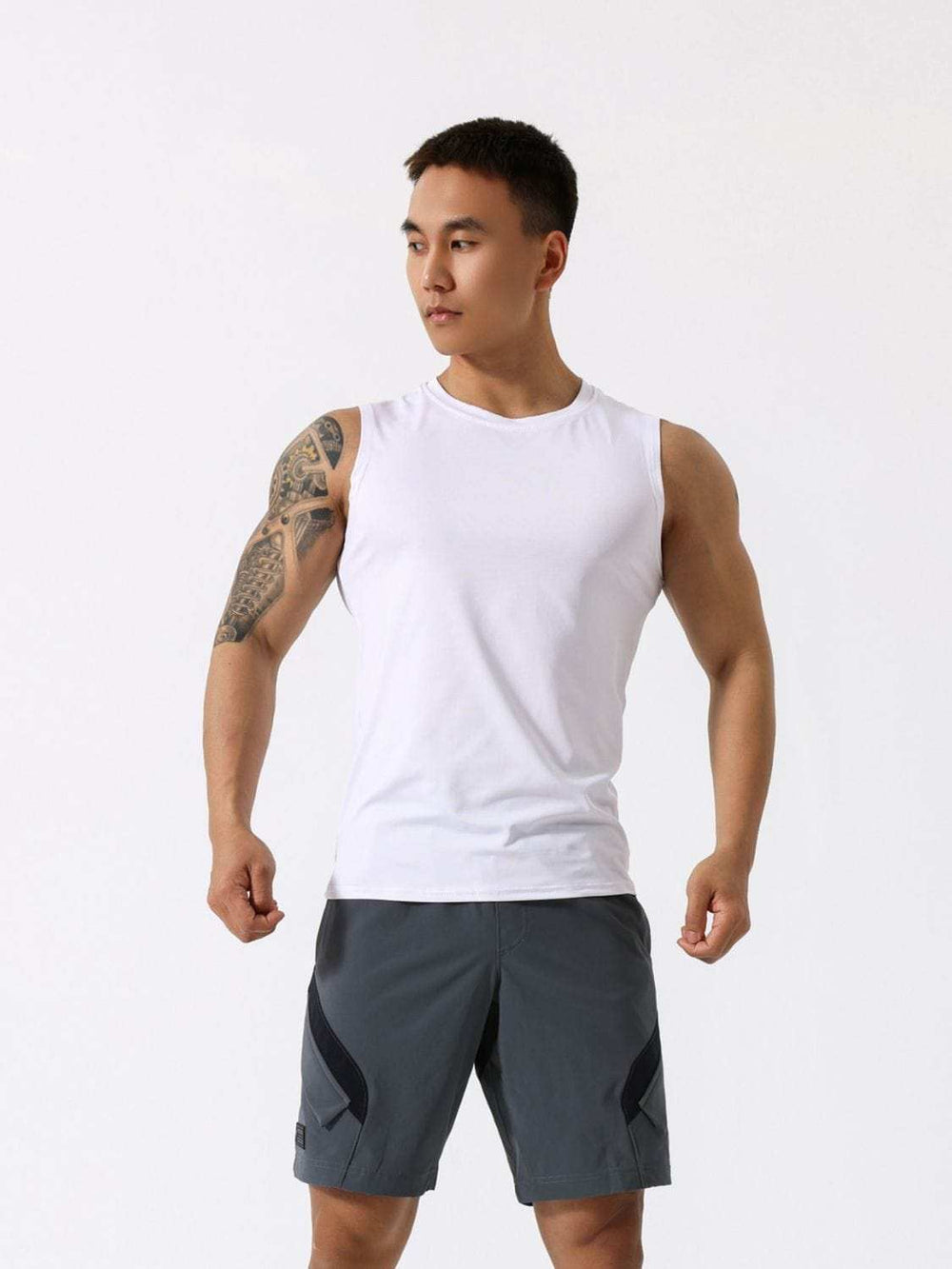 Men's Plus Size Round Neck Active Tank - Trendsi - Flyclothing LLC