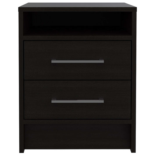 Light and Dark Oak Two Drawer Nightstand - Homeroots - Flyclothing LLC