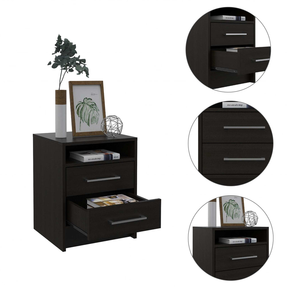 Light and Dark Oak Two Drawer Nightstand - Homeroots - Flyclothing LLC