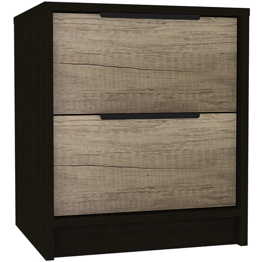 Black Open Compartment Two Drawer Nightstand - Homeroots - Flyclothing LLC