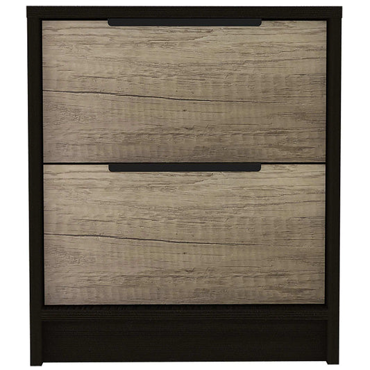 Black Open Compartment Two Drawer Nightstand - Homeroots - Flyclothing LLC