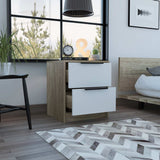 Mod Light Oak and White Two Drawer Nightstand - Homeroots - Flyclothing LLC