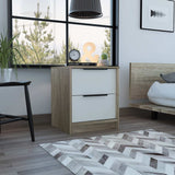 Mod Light Oak and White Two Drawer Nightstand - Homeroots - Flyclothing LLC