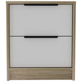 Mod Light Oak and White Two Drawer Nightstand - Homeroots