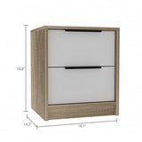 Mod Light Oak and White Two Drawer Nightstand - Homeroots - Flyclothing LLC
