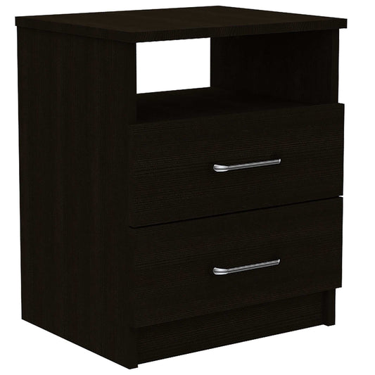 Brown Open Compartment Two Drawer Nightstand - Homeroots - Flyclothing LLC