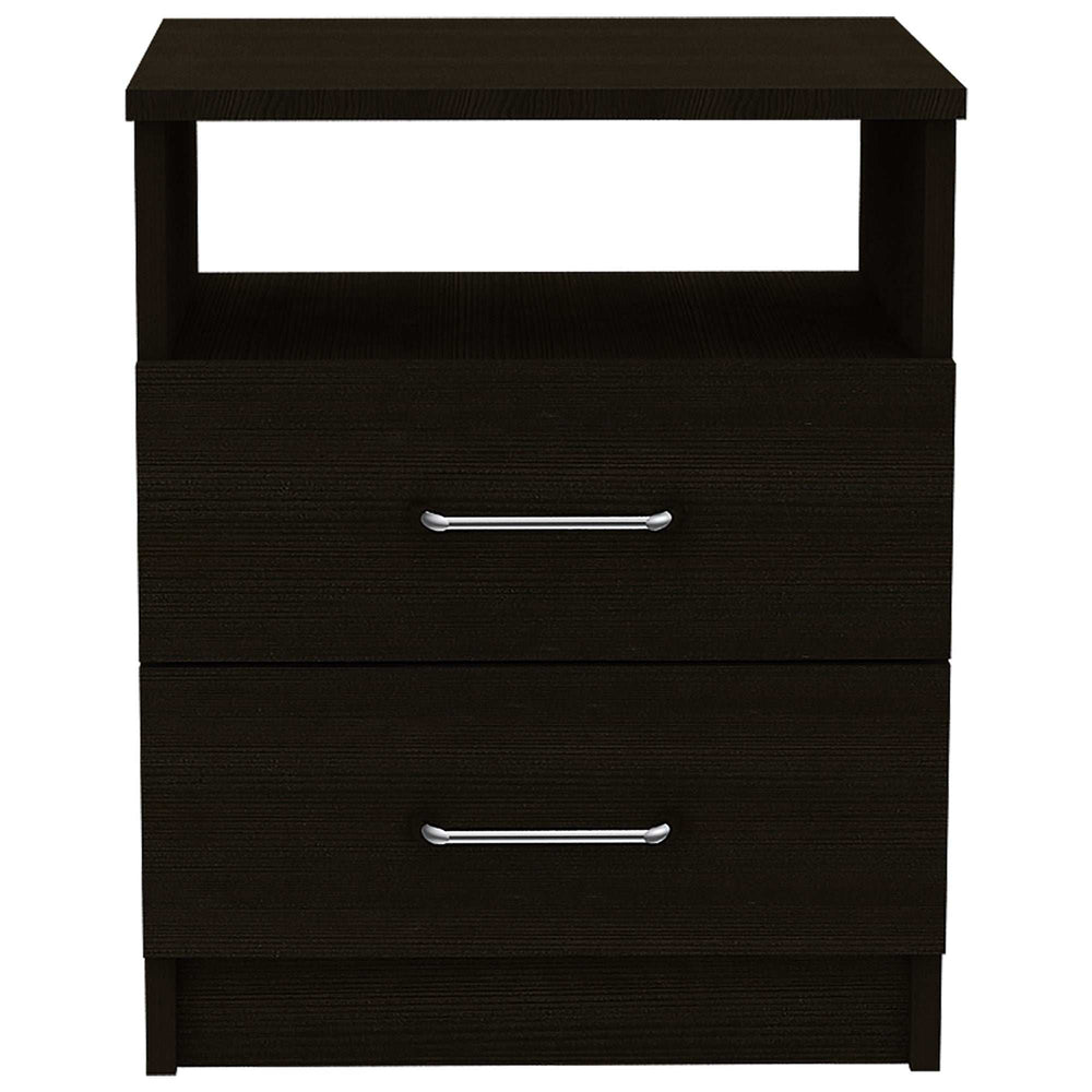 Brown Open Compartment Two Drawer Nightstand - Homeroots - Flyclothing LLC