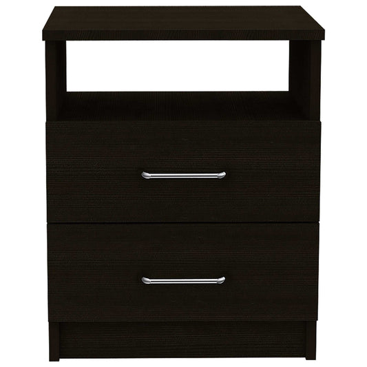 Brown Open Compartment Two Drawer Nightstand - Homeroots - Flyclothing LLC