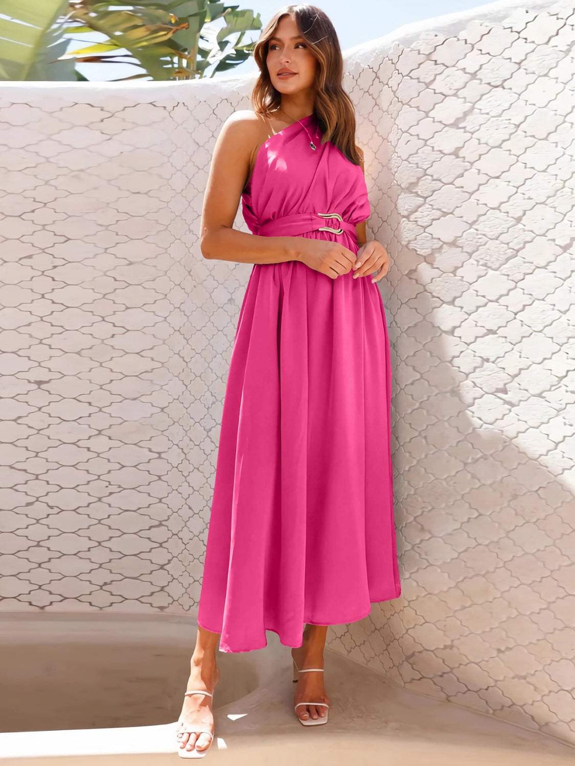 Single Shoulder Midi Dress - Trendsi - Flyclothing LLC