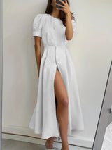 Button Down Short Sleeve Dress - Trendsi - Flyclothing LLC