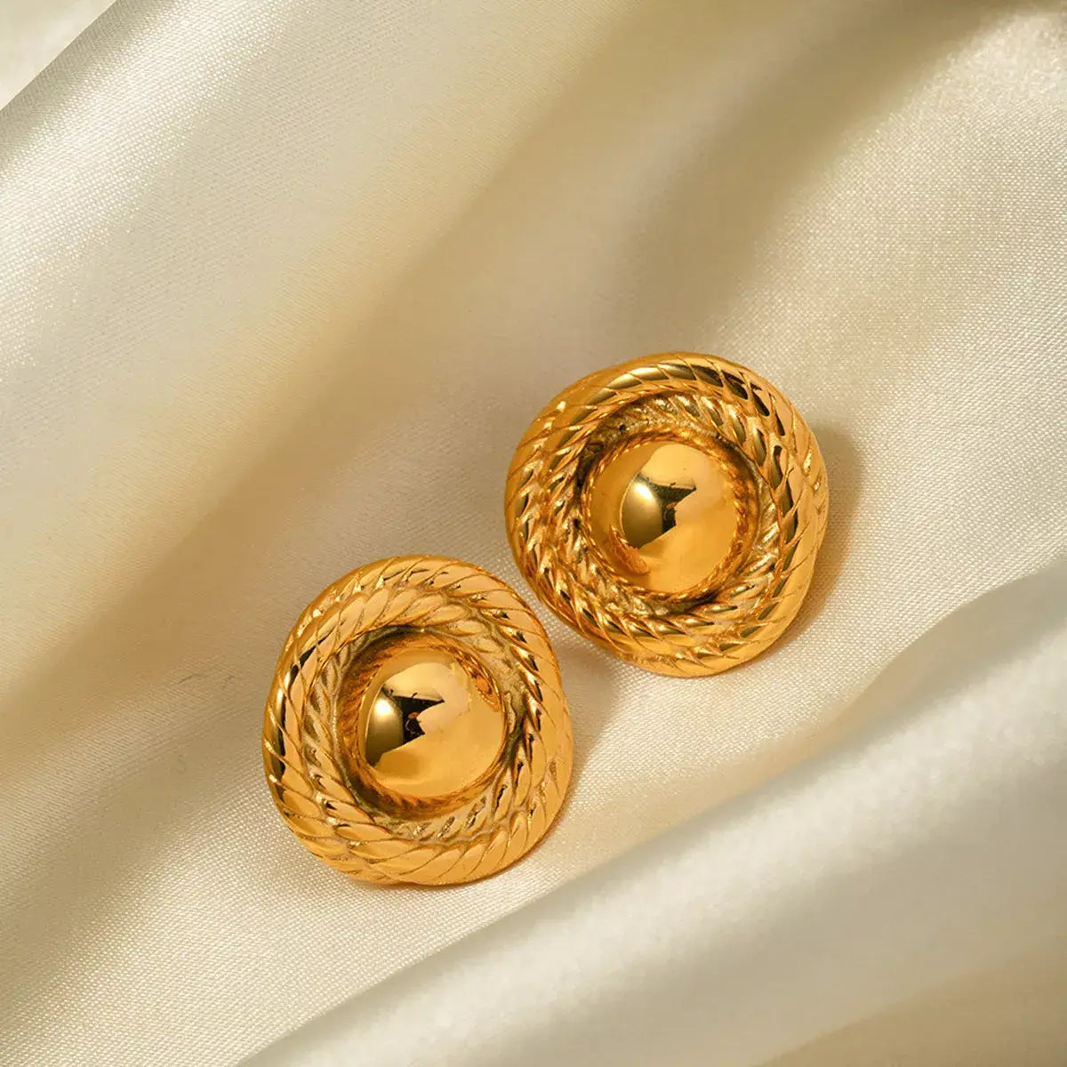Twisted Rope Circle Stud Earrings - Trendsi - Flyclothing LLC