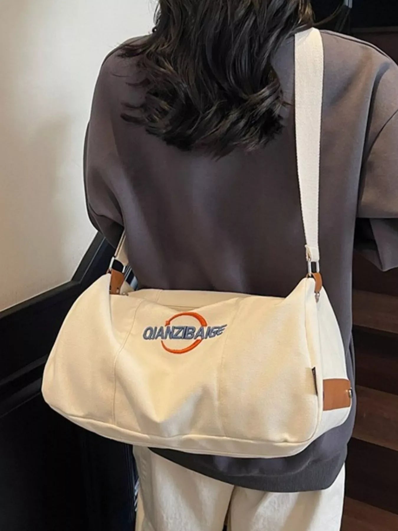 Canvas Duffel Bag with Adjustable Shoulder Strap - Trendsi - Flyclothing LLC