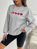 Devine Heart Dropped Shoulder Long Sleeve Sweatshirt - Trendsi - Flyclothing LLC