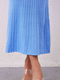 Contrast Trim Round Neck Long Sleeve Sweater Dress - Trendsi - Flyclothing LLC