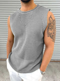 Men's Openwork Round Neck Sleeveless Knit Top - Trendsi - Flyclothing LLC