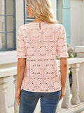 Openwork Round Neck Short Sleeve Top - Trendsi - Flyclothing LLC