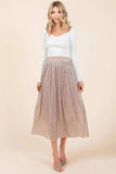 Mittoshop Metallic Glitter Speckle Print Elastic Midi Skirt - Trendsi - Flyclothing LLC
