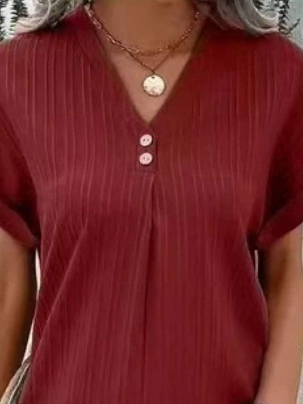 Full Size Casual V-Neck Short Sleeve Dress Plus Size - Trendsi - Flyclothing LLC