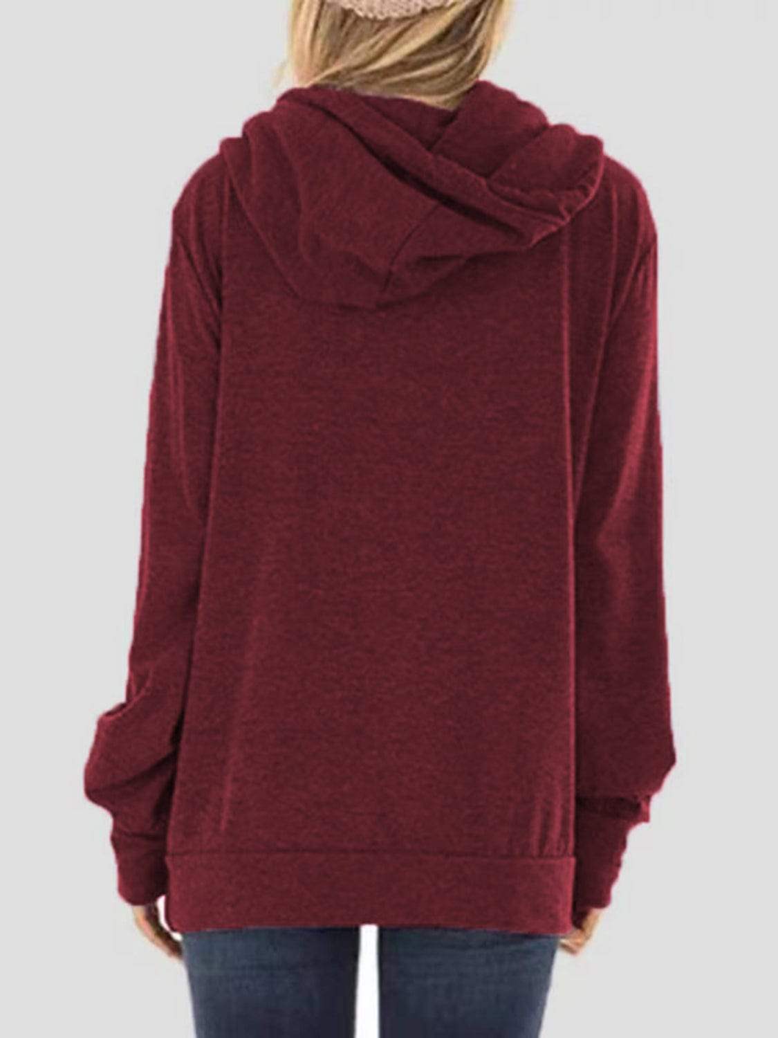 Drawstring Letter Graphic Long Sleeve Hoodie - Trendsi - Flyclothing LLC
