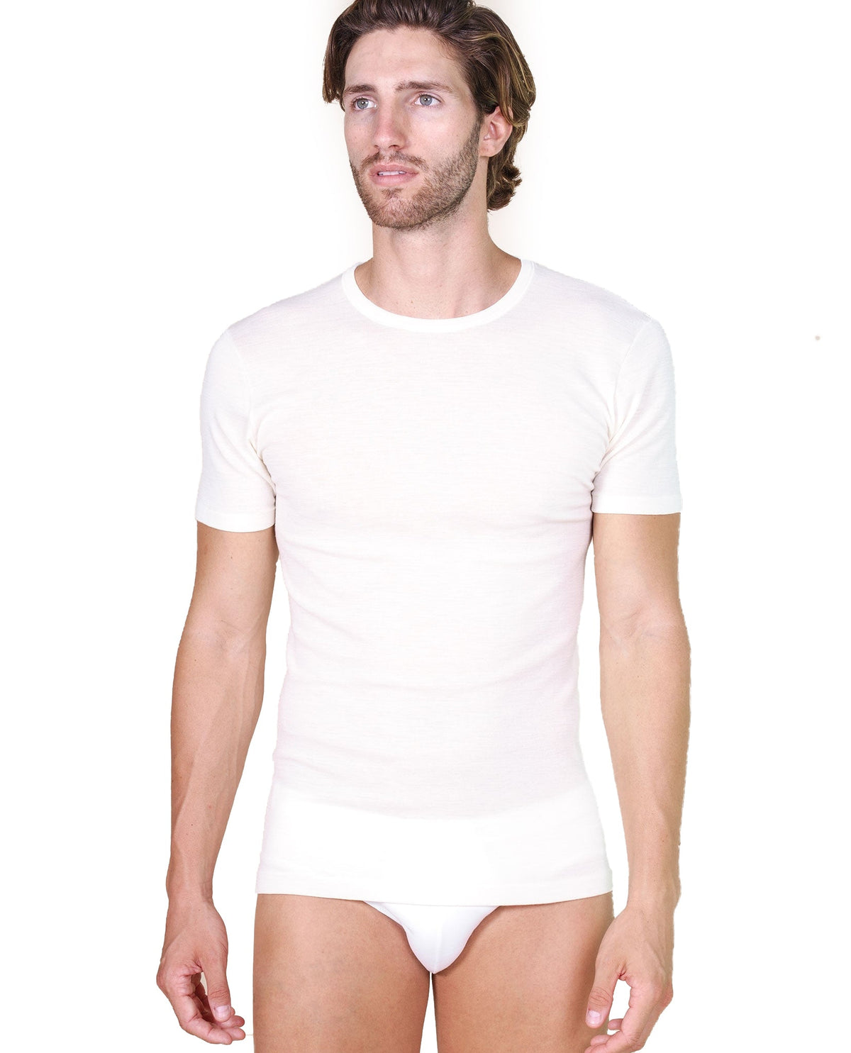 EGI Luxury Wool Silk Men's Short Sleeve T-Shirt. Proudly Made in Italy (456) - tittimitti - Flyclothing LLC
