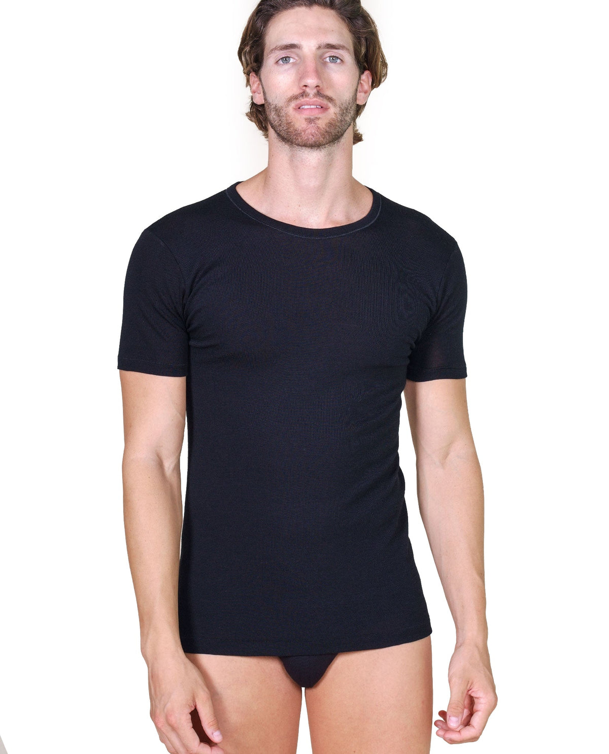 EGI Luxury Wool Silk Men's Short Sleeve T-Shirt. Proudly Made in Italy (456) - tittimitti - Flyclothing LLC