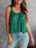 Sequin Scoop Neck Tank - Trendsi - Flyclothing LLC