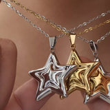 Stainless Steel Zircon Star Necklace - Trendsi - Flyclothing LLC