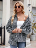 Pocketed Plaid Collared Neck Long Sleeve Shirt - Trendsi - Flyclothing LLC