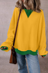 Contrast Round Neck Long Sleeve Sweatshirt - Trendsi - Flyclothing LLC