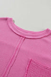 Pocketed Round Neck Three-Quarter Sleeve T-Shirt - Trendsi - Flyclothing LLC