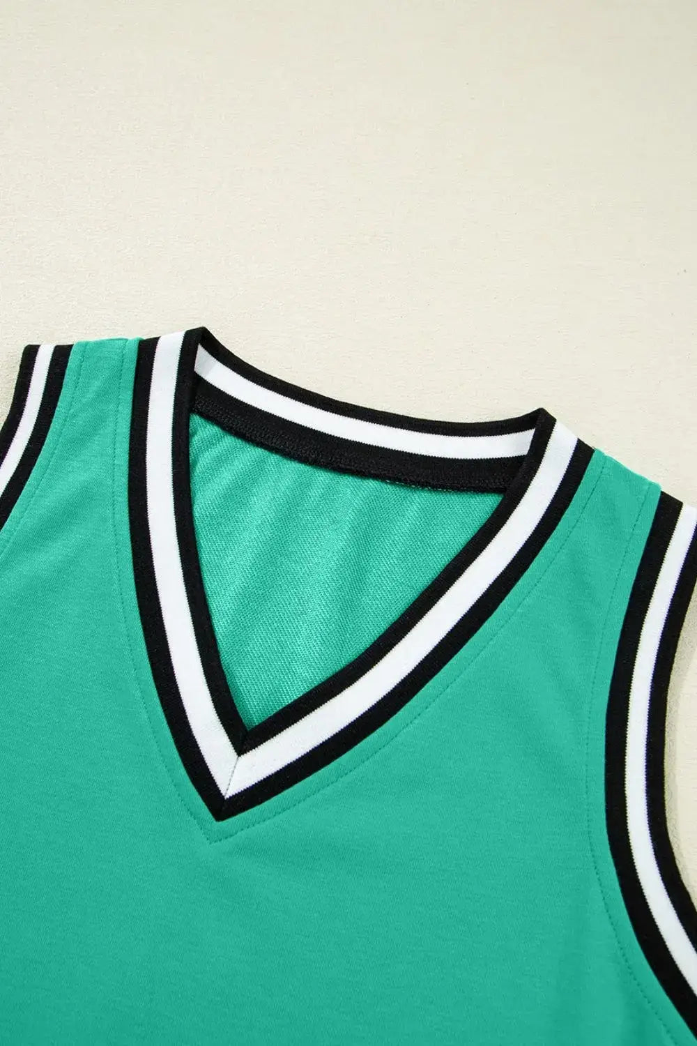 Color Contrast Trim V Neck Shift Sleeveless Mini Dress - Trendsi - Flyclothing LLC