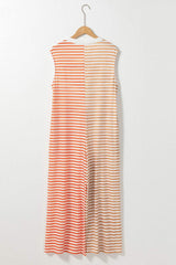Striped Round Neck Sleeveless Jumpsuit - Trendsi - Flyclothing LLC