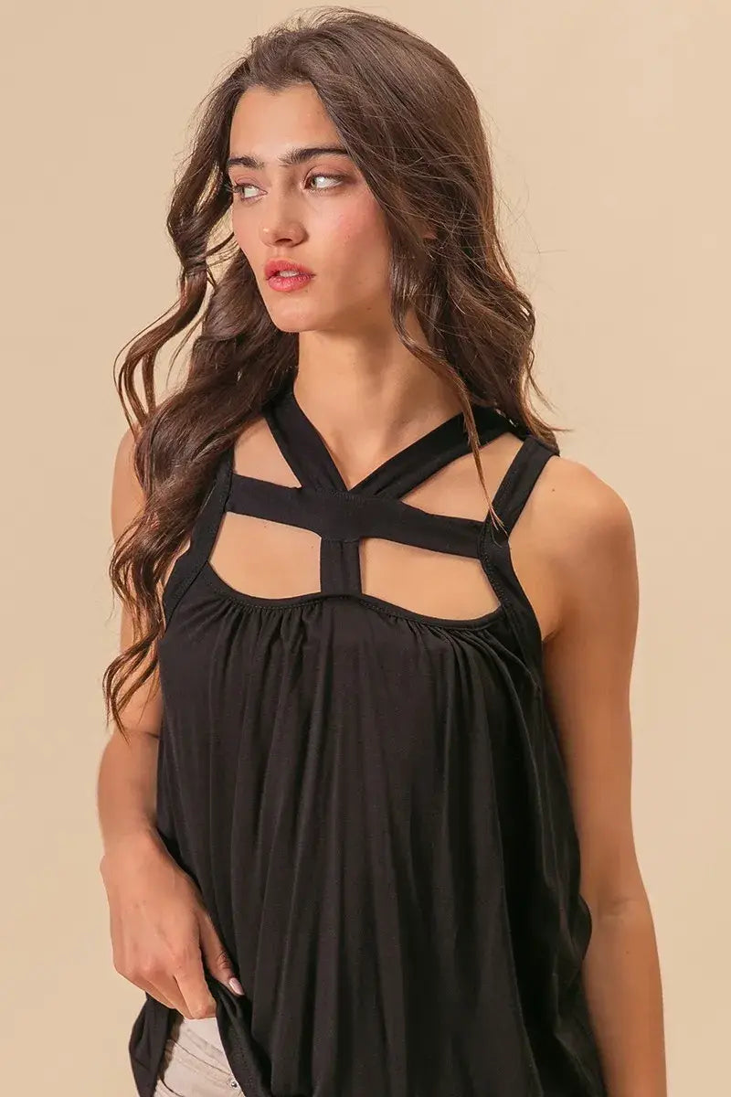 BiBi Rayon Span Jersey Cut Out with Straps Detailed - Trendsi - Flyclothing LLC