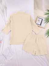 Texture Button Up Shirt and Shorts Set - Trendsi - Flyclothing LLC
